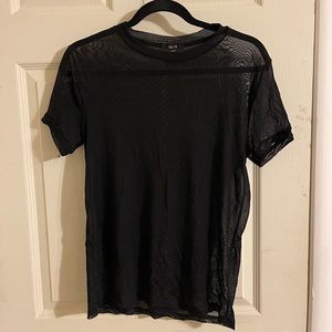 Black mesh top